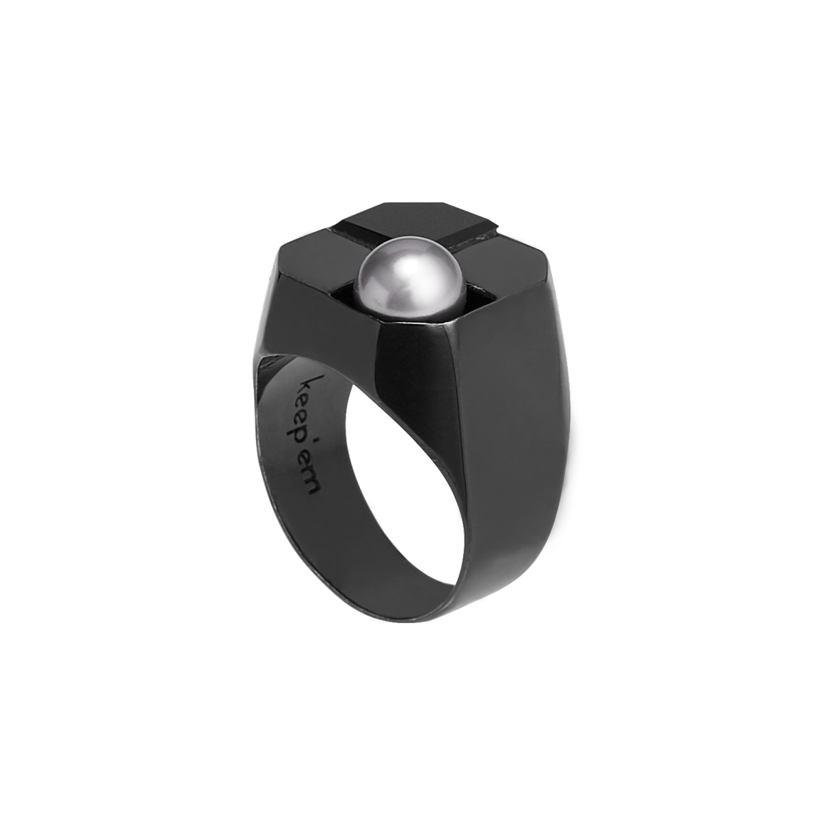 DELUSION pearl signet ring(BLACK) 